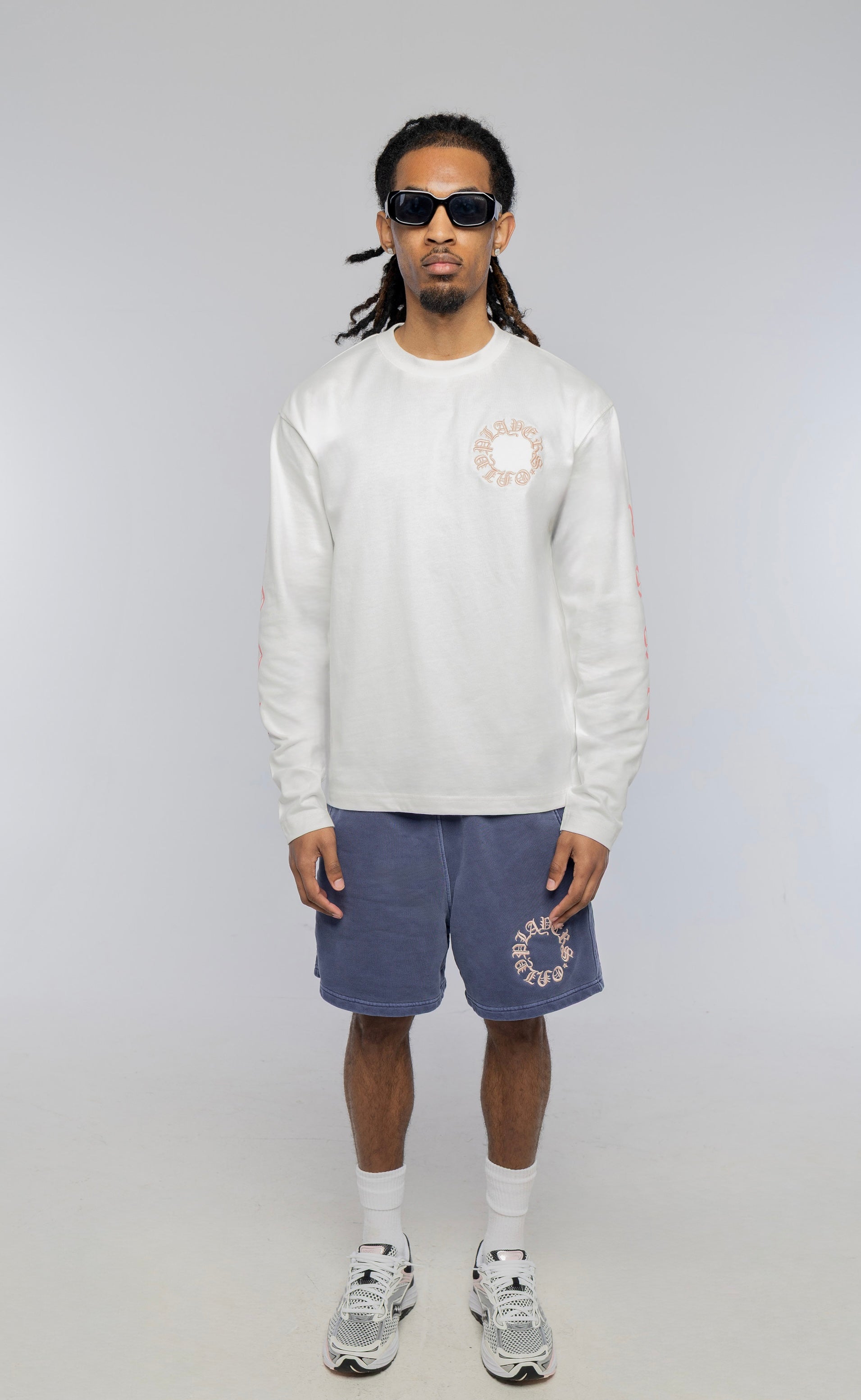 Players Only Embroidered L/S Ecru Pink T-Shirt